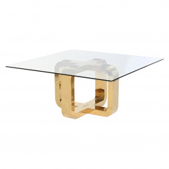 Centre Table DKD Home Decor Golden Steel Tempered Glass 100 x 100 x 45 cm