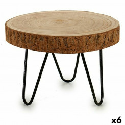 Side table 28 x 28 x 20 cm Brown Steel Paolownia wood (6 Units)
