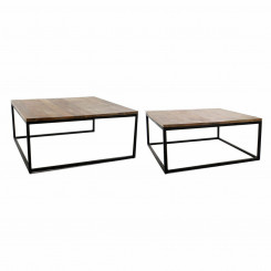 Set of 2 tables DKD Home Decor Brown Black 90 x 90 x 40 cm