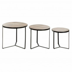 Set of 3 tables DKD Home Decor Brown Black Metal Plastic Mango wood 60 x 60 x 55 cm