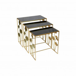 Set of 3 Small Tables DKD Home Decor Black Gold 65 x 35 x 64.5 cm