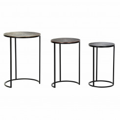 Set of 3 Small Tables DKD Home Decor Black Copper Gold 44 x 44 x 61 cm