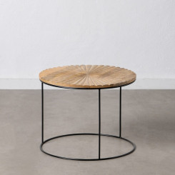 Приставной столик 53 x 53 x 42 см, натуральный черный металл, дерево