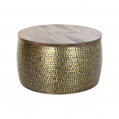 Coffee table DKD Home Decor Golden Metal Mango wood 74 x 74 x 44 cm