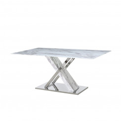 Dining table DKD Home Decor Crystal Silver Gray Steel White 180 x 90 x 78 cm
