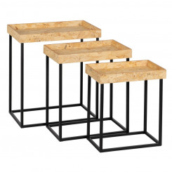 3 laua komplekt Must Naturaalne Raud Puit MDF 57,5 x 37,5 x 67,5 cm (3 Ühikut)