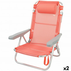 Folding Chair with Headrest Active Flamingo Coral Red 48 x 84 x 46 cm (2 Units)