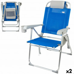 Folding Chair with Headrest Active 47 x 99 x 63 cm Blue (2 Units)