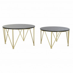 Set of 2 Small Tables DKD Home Decor Black Gold 79 x 79 x 46 cm