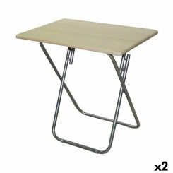 Folding Side Table Confortime Wood 75 x 52 x 73 cm (2 Units)