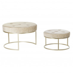 Footstool DKD Home Decor Beige Gold Metal Polyester (80 x 80 x 53 cm)