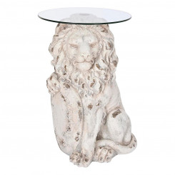 Side table DKD Home Decor Lion 52 x 44 x 72 cm Crystal Gray Metal White Magnesium