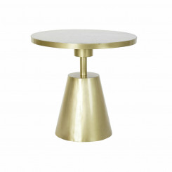 Приставной столик DKD Home Decor 60 x 60 x 58 см Золотое дерево Белый мрамор Утюг