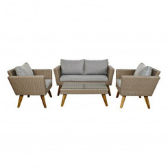 Столовый комплект с тремя креслами DKD Home Decor MB-166666 137 x 66 x 70,5 см Crystal Wood синтетический ротанг Сталь (4 шт)