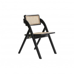 Folding Chair DKD Home Decor Black Natural Rattan Beech Wood 53 x 60 x 79 cm