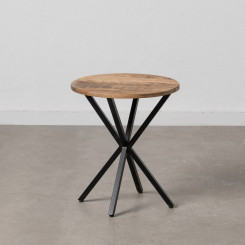 Side table Black Natural Wood Metal Iron wood and metal Mango wood 43 x 43 x 49 cm