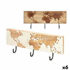 Wall hanger Mango wood 38 x 16 x 5 cm (6 Units) World map