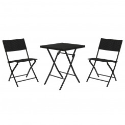 Набор столов и 2 стульев Home ESPRIT Black Steel из синтетического ротанга 58 x 58 x 71,5 см