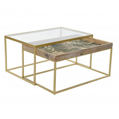 2 tooli komplekt DKD Home Decor Kuldne Naturaalne Puit Metall Kristall 90 x 60 x 45 cm