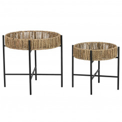 Set of 2 chairs Home ESPRIT Black Natural Metal 49 x 49 x 44 cm