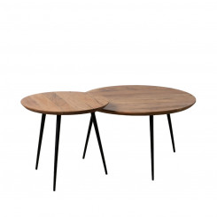 2 tooli komplekt Must Naturaalne Metall Raud Akaatsia 70 x 70 x 40 cm (2 Ühikut)