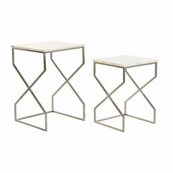 Набор из 2 маленьких столиков DKD Home Decor Серебристый Металлический Мрамор 40 x 40 x 60,5 см