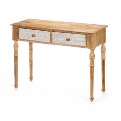 Front table with 2 drawers White Brown Mango wood 98 x 77 x 42 cm Stripes