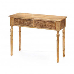 Front table with 2 drawers Brown Mango wood 98 x 77 x 42 cm Leaves