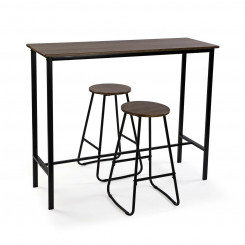 Table Set with 2 Chairs Versa Black PVC Metal Wood MDF 40 x 120 x 100 cm