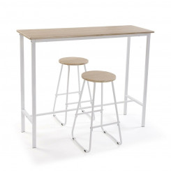 Table Set with 2 Chairs Versa White PVC Metal Wood MDF 40 x 120 x 100 cm