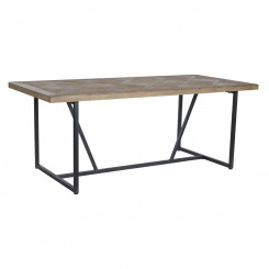 Dining table Home ESPRIT Black Natural Metal Spruce 195 x 90 x 76 cm