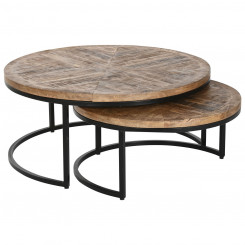 Set of 2 chairs Home ESPRIT Brown Black Natural Metal Mango wood 90 x 90 x 40 cm