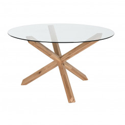 Dining table Home ESPRIT Natural Tempered Glass drewno dębowe 130 x 130 x 75 cm