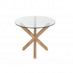 Маленький приставной столик Home ESPRIT Закаленное стекло drawno dębowe 60 x 60 x 42 см