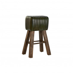 Stool DKD Home Decor Wood Brown Leather Green (41 x 30 x 79 cm)