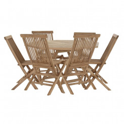 Столовый набор со стульями DKD Home Decor Teak (120 x 120 x 75 см) (7 шт)