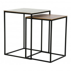 Приставной столик DKD Home Decor Черный Алюминий Серебристый (2 шт)