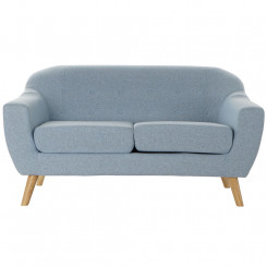 2-Seater Sofa DKD Home Decor Polyester Rubber wood Sky blue (146 x 84 x 82 cm)