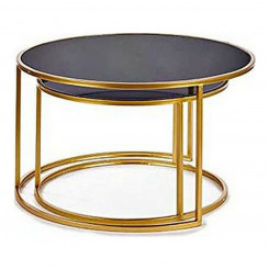 Set of 2 tables Black Golden Crystal Metal (2 Pieces) (80 x 80 x 44,5 cm) (64,5 x 64,5 x 38 cm)