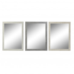 Настенное зеркало DKD Home Decor Crystal Grey Бежевый полистирол (60 x 2 x 86 см) (3 шт)
