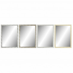 Настенное зеркало DKD Home Decor Кристалл Натуральный Серый Коричневый Темно-серый PS 4 шт. Лист растения (56 x 2 x 76 см)