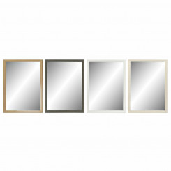 Настенное зеркало DKD Home Decor Кристалл Натуральный Серый Коричневый Белый PS 4 шт. (56 x 2 x 76 см)