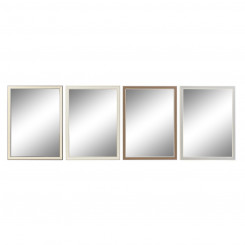 Seinapeegel DKD Home Decor Kristallhall Pruun Valge PS Traditsiooniline 4 ühikut (56 x 2 x 76 cm)