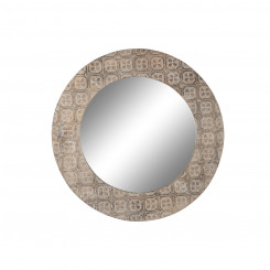 Seinapeegel DKD Home Decor 76 x 4 x 76 cm Kristallpruun Valge Mandala Mangopuit India Mees MDF Puit Ribatud