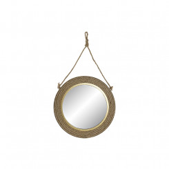 Настенное зеркало DKD Home Decor Коричневый Металлический Кристалл Веревка Золотой (46 x 2 x 46 см)