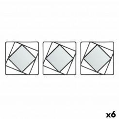 Mirror Set Squared Abstract Black polypropylene 78 x 26 x 2,5 cm (6 Units)