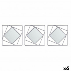 Набор зеркал Квадратный Абстракция Серебристый полипропилен 78 x 26 x 2,5 cm (6 штук)