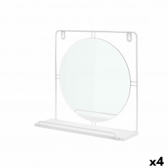 Mirror with mounting bracket White Metal Wood MDF 33.7 x 30 x 10 cm (4 Units)