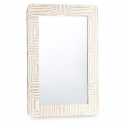 Зеркало настенное Белый Коричневый Дерево Манго Изогнутое 90 x 60 x 2 см