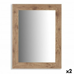 Wall mirror Brown Wood Glass 66 x 85 x 2 cm (2 Units)